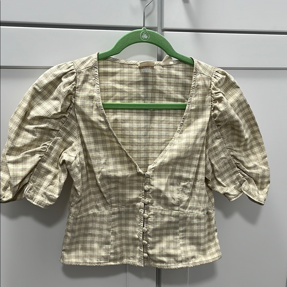 Levi's Cream Puff Sleeve Fitted Blouse